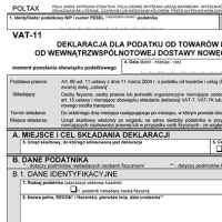 Nowy wzór deklaracji VAT-11 obowiązujący od 01 marca 2014